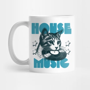 HOUSE MUSIC  - Cat bites Vinyl (Blue) Mug